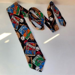 Vintage 100% silk baseball tie